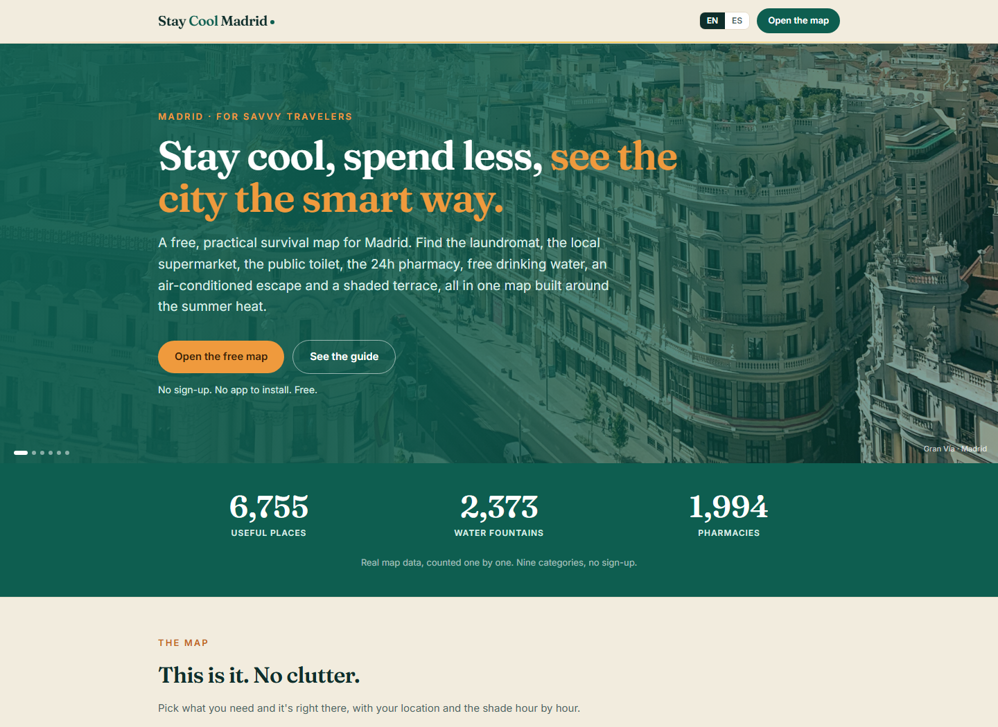 Captura de la landing de Stay Cool Madrid